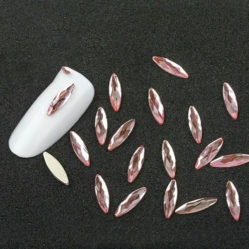 100/500 Stück, hellrosa, gemischte Form, Glaskristall, flache Rückseite, 3D-Nagelkunst-Strasssteine für DIY-Nagelkunst-Dekorationszubehör, P384, 3 x 11 mm, 500 Stück von QOVBD