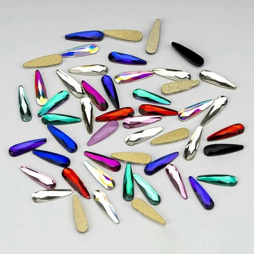 100/500 Stück Neueste Mix-Form Glaskristall-Strasssteine Flatback Strass Glitzersteine für Nagelkunst-Zubehör DIY-Dekoration-Mischfarben-Tropfen-500 Stück von QOVBD