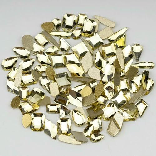100/500 Stück Neueste Mix-Form Glaskristall-Strasssteine Flatback Strass Glitzersteine für Nailart-Zubehör DIY-Dekoration-Jonquil-500 Stück von QOVBD