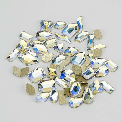 100/500 Stück Neueste Mix-Form Glaskristall-Strasssteine Flatback Strass Glitzersteine für Nailart-Zubehör DIY-Dekoration-Mondlicht-500 Stück von QOVBD