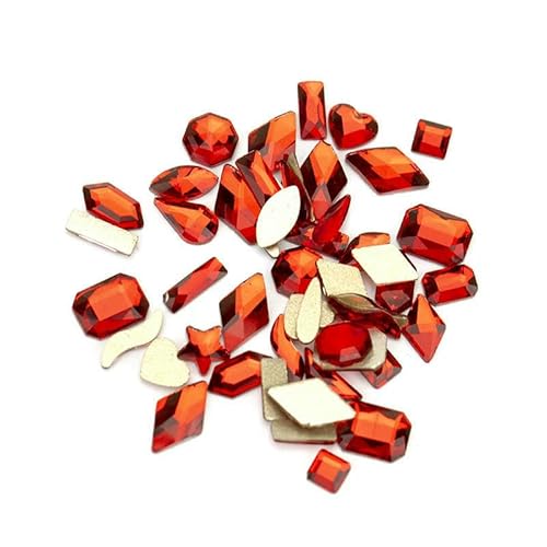 100/500 Stück Neueste Mix-Form Glaskristall-Strasssteine Flatback Strass Glitzersteine für Nailart-Zubehör DIY-Dekoration-Siam-500 Stück von QOVBD