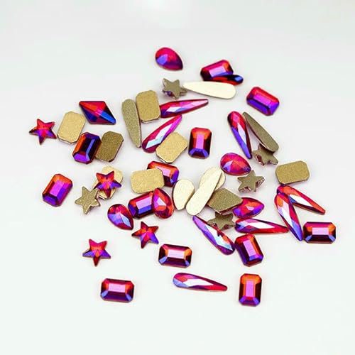 100/500 Stück Neueste Mix-Form Glaskristall-Strasssteine Flatback Strass Glitzersteine für Nailart-Zubehör DIY-Dekoration-Siam AB-500 Stück von QOVBD