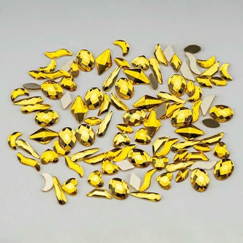 100/500 Stück Neueste Mix-Form Glaskristall-Strasssteine Flatback Strass Glitzersteine für Nailart-Zubehör DIY-Dekoration-Topas-500 Stück von QOVBD