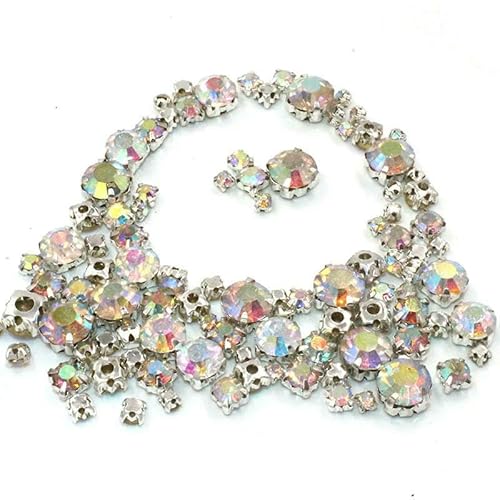 100 Stück/Beutel, gemischte Größe, Glaskristallsteine, Kleidung, lose Perlen, silberne Krallenfassung, zum Aufnähen von Strasssteinen, DIY, Hochzeitskleid, Kristall AB-1 Beutel 100 Stück/Beutel, gemischte Größe, Glaskristallsteine, Kleidung, lose Perlen, silberne Krallenfassung, zum Aufnähen von Strasssteinen, DIY, Hochzeitskleid, Kristall AB-1 Beutel von QOVBD