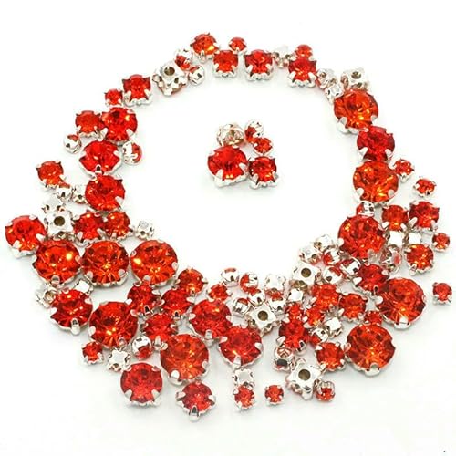 100 Stück/Beutel, gemischte Größe, Glaskristallsteine, lose Perlen, silberne Krallenfassung, zum Aufnähen von Strasssteinen, DIY, Hochzeitskleid, Orange, 1 Beutel 100 Stück/Beutel, gemischte Größe, Glaskristallsteine, lose Perlen, silberne Krallenfassung, zum Aufnähen von Strasssteinen, DIY, Hochzeitskleid, Orange, 1 Beutel von QOVBD