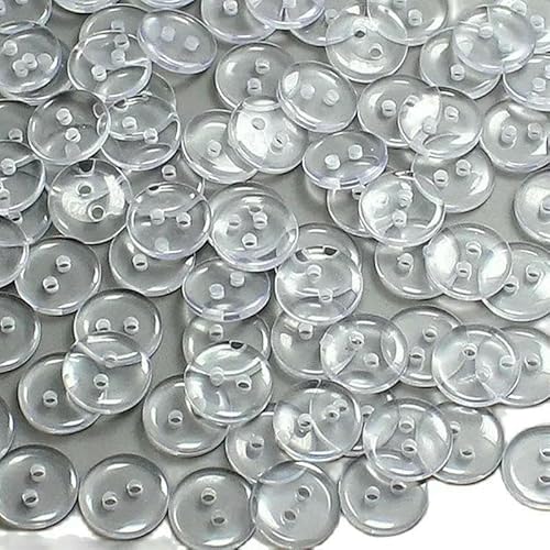 100 Stück 12–20L 2 Löcher transparente Knöpfe zum Nähen von Hemdknöpfen aus Polyester-Unterlegscheibe aus Harz für Scrapbooking, DIY-Zubehör für Kinderkleidung-12L 7,5 MM von QOVBD