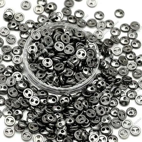 100 Stück 3/4/5 mm Mini-Metallknöpfe für DIY-Puppenkleidung, runde Schnallen, 2 Löcher, handgefertigte Kartenherstellung, Scrapbooking-Knöpfe, Nähpistolenschwarz, 4,0 mm von QOVBD