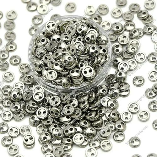 100 Stück 3/4/5 mm Mini-Metallknöpfe für DIY-Puppenkleidung, runde Schnallen, 2 Löcher, handgefertigte Kartenherstellung, Scrapbooking-Knöpfe zum Nähen-Silber-5 mm von QOVBD