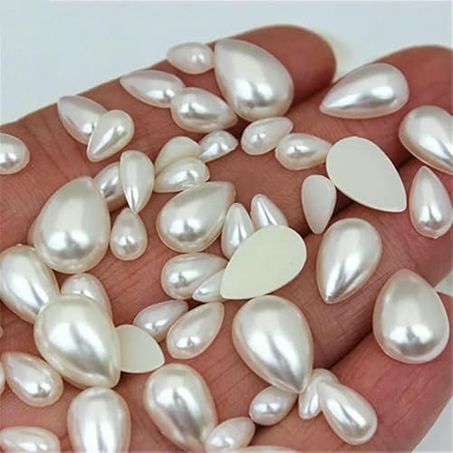 100 Stück 6 x 10/8 x 13/10 x 14,0 mm, elfenbeinfarben, Tropfenperlen, flache Rückseite, Strassperlen, Wasserimitation, Scrapbooking, ZZ212 – 5 x 8 mm, 100 Stück 100 Stück 6 x 10/8 x 13/10 x 14,0 mm, elfenbeinfarben, Tropfenperlen, flache Rückseite, Strassperlen, Wasserimitation, Scrapbooking, ZZ212 – 5 x 8 mm, 100 Stück von QOVBD