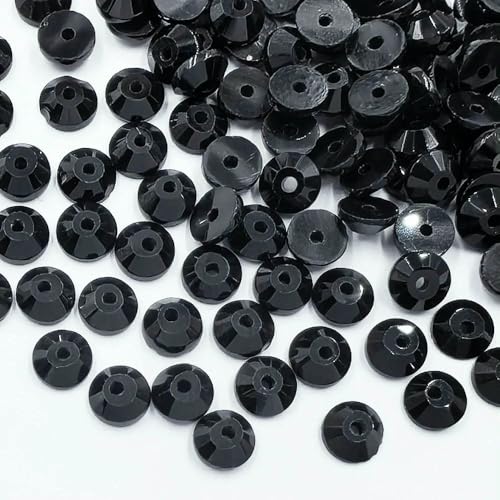 100 Stück Flatback-Glitzerkristalle, Strasssteine, Perlen, Strasssteine, Glasbesatz, zum Aufnähen, Strasssteine, Pailletten, Stoffdekoration, Edelsteine, Schwarz, 6 mm, 100 Stück 100 Stück Flatback-Glitzerkristalle, Strasssteine, Perlen, Strasssteine, Glasbesatz, zum Aufnähen, Strasssteine, Pailletten, Stoffdekoration, Edelsteine, Schwarz, 6 mm, 100 Stück von QOVBD