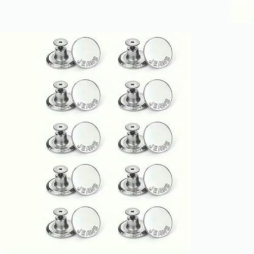 10Pcs Metal Jeans Buttons 17mm Replacement No-Sewing Screw Button Repair Kit Nailless Removable Jean Buckles Clothing Pants Pins-A von QOVBD