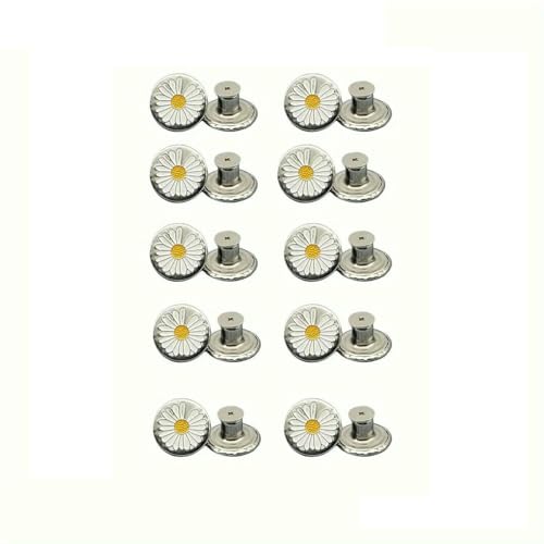 10Pcs Metal Jeans Buttons 17mm Replacement No-Sewing Screw Button Repair Kit Nailless Removable Jean Buckles Clothing Pants Pins-B von QOVBD