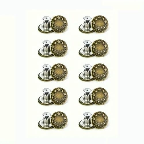 10Pcs Metal Jeans Buttons 17mm Replacement No-Sewing Screw Button Repair Kit Nailless Removable Jean Buckles Clothing Pants Pins-E 10Pcs Metal Jeans Buttons 17mm Replacement No-Sewing Screw Button Repair Kit Nailless Removable Jean Buckles Clothing Pants Pins-E von QOVBD