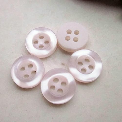 11mm 7/16" 4 holes 14 colors Round edge pearlescent clothing shirt buttons resin sewing supplies R0201-043-03 Pink von QOVBD
