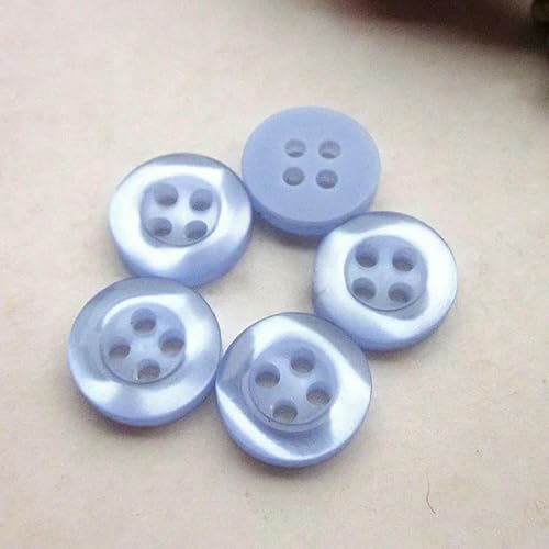 11mm 7/16" 4 holes 14 colors Round edge pearlescent clothing shirt buttons resin sewing supplies R0201-043-09 Light blue von QOVBD