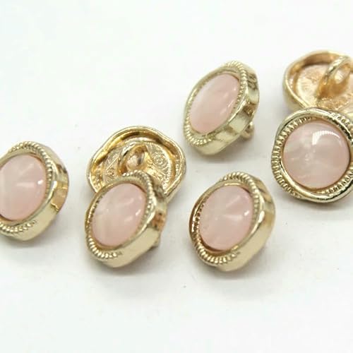 11mm Small Shirt Round Gold Metal Buttons For Clothing Chic Blouse Sleeve Dress Cuff Collar Decorations Sewing Accessories-Gold Pink-11mm 10pcs von QOVBD