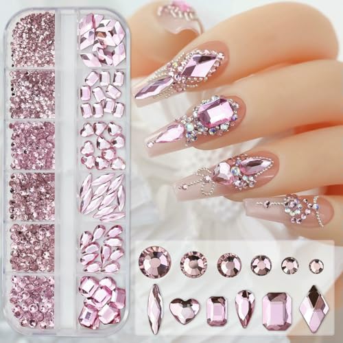 12 Gitter SS6-SS30 Gemischte Nagel-Strasssteine, glänzend, klar/gold/pink/blau, Diamant, flache Rückseite, Nagel-Edelsteine, Glassteine, Nageldekoration-PH192-4 12 Gitter SS6-SS30 Gemischte Nagel-Strasssteine, glänzend, klar/gold/pink/blau, Diamant, flache Rückseite, Nagel-Edelsteine, Glassteine, Nageldekoration-PH192-4 von QOVBD