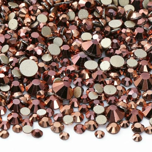1440 Stück, gemischte Größen SS3–SS20, Champagnerglas, flache Rückseite, goldener Schatten, Glitzer, nicht Hotfix-Strasssteine für Nagelkunst, Kleidung – Roségold – gemischte Größen – 1440 Stück von QOVBD
