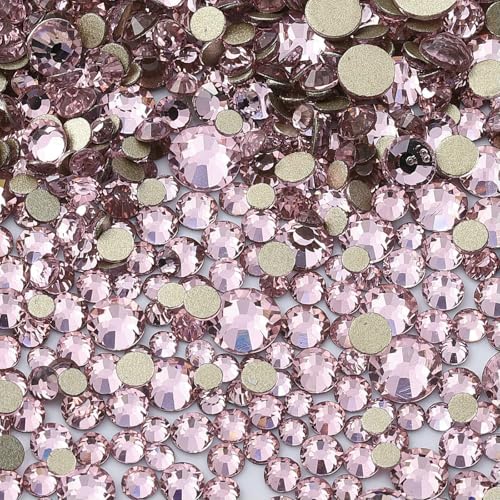 1440 Stück/Beutel SS3-SS20 Goldener Boden, nicht Hotfix-Strasssteine, Bling-Bling, glasklarer Kristall für die Kleidungsdekoration-Hellrosa-SS3-SS20-1440 Stück von QOVBD
