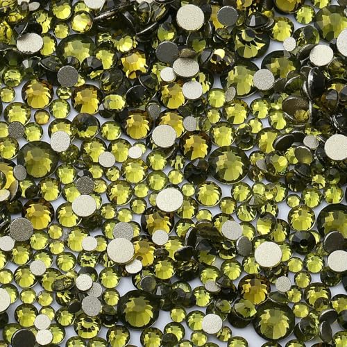 1440 Stück/Beutel SS3-SS20 Goldener Boden, nicht Hotfix-Strasssteine, Bling-Bling, glasklarer Kristall für die Kleidungsdekoration-Olivgrün-SS3-SS20-1440 Stück von QOVBD