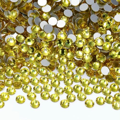 1440 Stück SS6–SS20, 1440 Stück Top-Glaskristall, nicht Hotfix-Strasssteine, flache Rückseite, Glitzersteine, Nagelkunst-Dekorationen, DIY-Zubehör, Citrin, SS4 (1,4–1,6 mm) von QOVBD