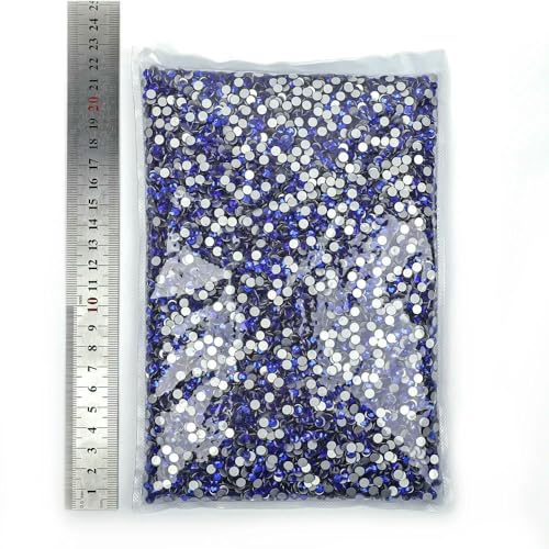 14400 Stück, 100 Brutto-Großpackung, Flatback-Kristall AB, nicht Hotfix-Strasssteine, Glitzerkristall SS3–SS20 für Nagelkunst, Hochzeit, Saphir, SS20, 14400 Stück von QOVBD
