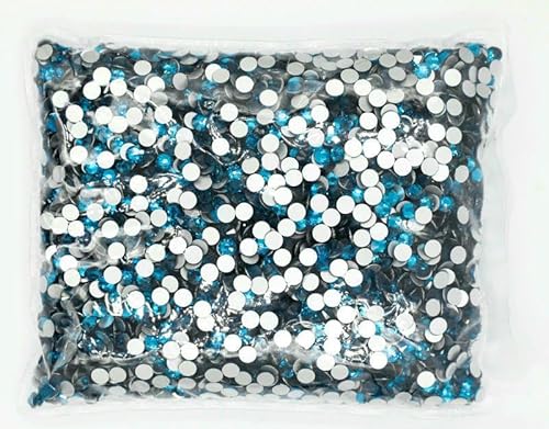14400 Stück, 100 Brutto-Großpackung, flache Rückseite, Kristall AB, nicht Hotfix-Strasssteine, Glitzerkristall SS3-SS20 für Nagelkunst, Hochzeit, Blauer Zirkon, SS20, von QOVBD