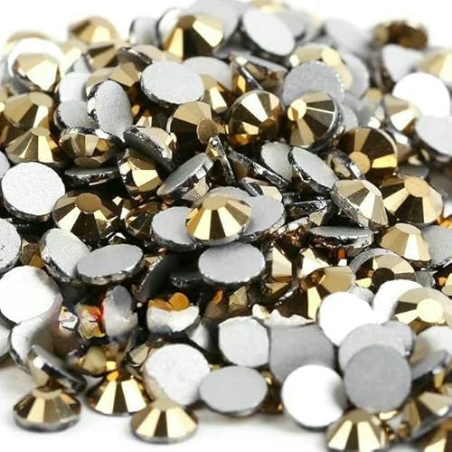 14400 Stück, 100 Brutto-Großpackung, flache Rückseite, Kristall AB, nicht Hotfix-Strasssteine, Glitzerkristall SS3–SS20 für Nagelkunst, Hochzeit, Goldhämatit, SS20, von QOVBD