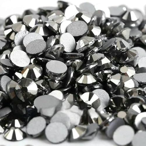 14400 Stück, 100 Brutto-Großpackung, flache Rückseite, Kristall AB, nicht Hotfix-Strasssteine, Glitzerkristall SS3–SS20 für Nagelkunst, Hochzeit, Jet Hematite, SS20, von QOVBD
