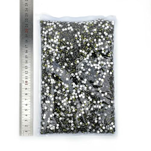 14400 Stück, 100 Brutto-Großpackung, flache Rückseite, Kristall AB, nicht Hotfix-Strasssteine, Glitzerkristall SS3–SS20 für Nagelkunst, Hochzeit, Olivgrün, SS20, 144 von QOVBD