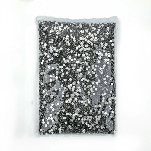 14400 Stück, 100 Brutto-Großpackung, flache Rückseite, Kristall AB, nicht Hotfix-Strasssteine, Glitzerkristall SS3-SS20 für Nagelkunst, Hochzeit, Schwarzer Diamant, S von QOVBD