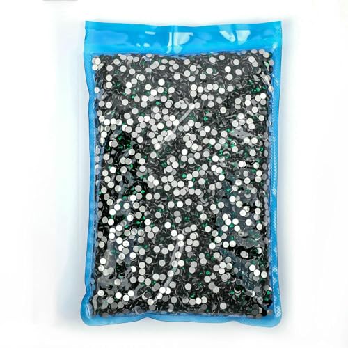 14400 Stück, 100 Brutto-Großpackung, flache Rückseite, Kristall AB, nicht Hotfix-Strasssteine, Glitzerkristall SS3-SS20 für Nagelkunst, Hochzeit, Smaragdgrün, SS16, 1 von QOVBD