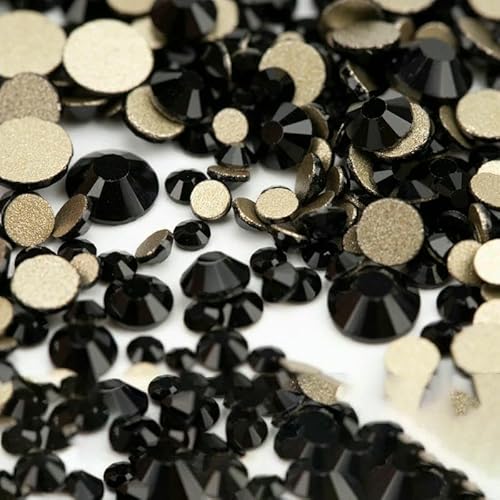 14400 Stück SS4–SS20, Glas-Strasssteine, Kristall, nicht zum Hotfixieren, goldfarben, flache Rückseite, für DIY-Nagelkunst-Zubehör, gemischte Größe, 14400 Stück von QOVBD