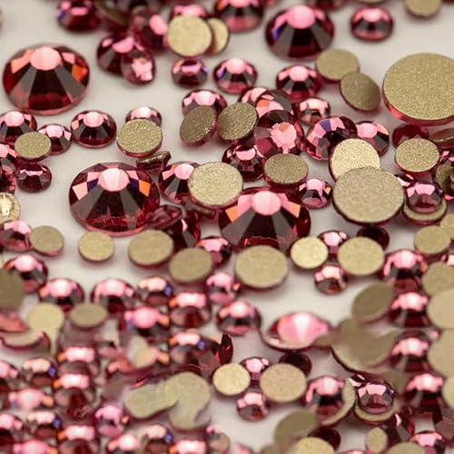 14400 Stück SS4–SS20, Glas-Strasssteine, Kristall, nicht zum Hotfixieren, goldfarbene Flatback-Steine für DIY-Nagelkunst-Zubehör, gemischte Größe, 14400 Stück von QOVBD