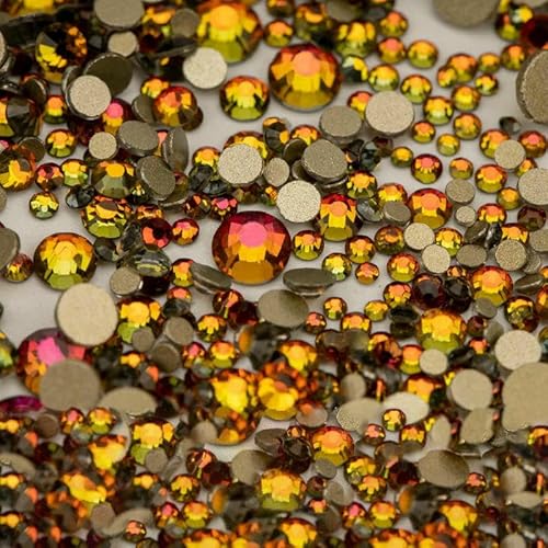 14400 Stück SS4–SS20, Glas-Strasssteine, Kristall, nicht zum Hotfixieren, goldfarbene Flatback-Steine für DIY-Nagelkunst-Zubehör, gemischte Größen, 14400 Stück von QOVBD