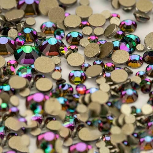 14400 Stück SS4–SS20, Glas-Strasssteine, Kristall, nicht zum Hotfixieren, goldfarbene Flatback-Steine für DIY-Nagelkunst-Zubehör, gemischte Größen, 14400 Stück von QOVBD