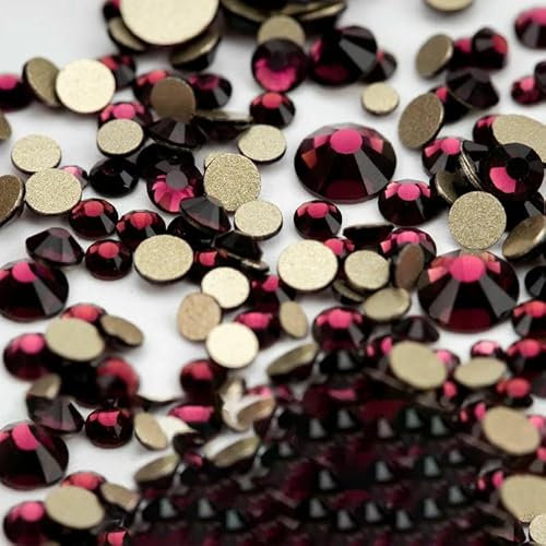 14400 Stück SS4–SS20, Glas-Strasssteine, Kristall, nicht zum Hotfixieren, goldfarbene Flatback-Steine für DIY-Nagelkunst-Zubehör, gemischte Größen, Amethyst, 14400 Stück von QOVBD
