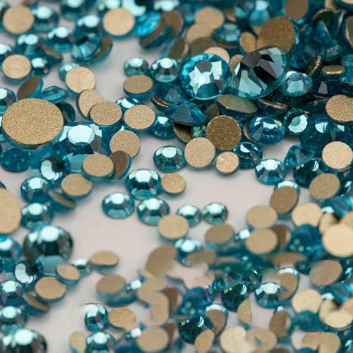 14400 Stück SS4–SS20, Glas-Strasssteine, Kristall, nicht zum Hotfixieren, goldfarbene Flatback-Steine für DIY-Nagelkunst-Zubehör, gemischte Größen, Aquamarin, 14400 Stück 14400 Stück SS4–SS20, Glas-Strasssteine, Kristall, nicht zum Hotfixieren, goldfarbene Flatback-Steine für DIY-Nagelkunst-Zubehör, gemischte Größen, Aquamarin, 14400 Stück von QOVBD