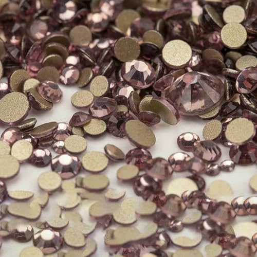 14400 Stück SS4–SS20, Glas-Strasssteine, Kristall, nicht zum Hotfixieren, goldfarbene Flatback-Steine für DIY-Nagelkunst-Zubehör, gemischte Größen, Heller Amethyst, 14400 Stück von QOVBD