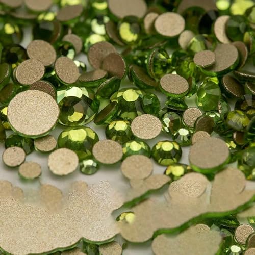14400 Stück SS4–SS20, Glas-Strasssteine, Kristall, nicht zum Hotfixieren, goldfarbene Flatback-Steine für DIY-Nagelkunst-Zubehör, gemischte Größen, Peridot, 14400 Stück von QOVBD