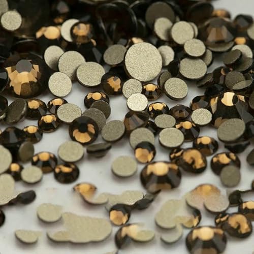 14400 Stück SS4–SS20, Glas-Strasssteine, Kristall, nicht zum Hotfixieren, goldfarbene Flatback-Steine für DIY-Nagelkunst-Zubehör, gemischte Größen, Rauchtopas, 14400 Stück von QOVBD