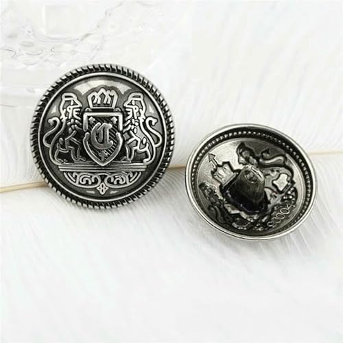 15/20/25 mm modische Metallknöpfe, Nähzubehör, schwarze goldene Knöpfe für Hemd, Mantel, Jacke, dekorative Knöpfe für Kleidung, antikes Silber, 15 mm, 10 Stück 15/20/25 mm modische Metallknöpfe, Nähzubehör, schwarze goldene Knöpfe für Hemd, Mantel, Jacke, dekorative Knöpfe für Kleidung, antikes Silber, 15 mm, 10 Stück von QOVBD