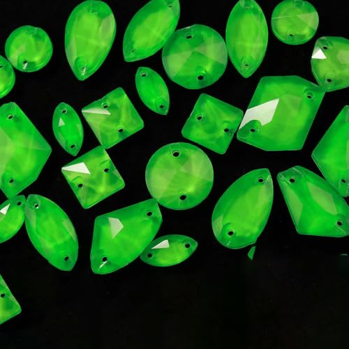 15/20/35 Stück Neonglas-Strasssteine zum Aufnähen, verschiedene Größen, Strass, grün, flache Rückseite, Glitzersteine, Nähzubehör, Kristalle, Diamant-grün, 15 Stück, gemischte Form 15/20/35 Stück Neonglas-Strasssteine zum Aufnähen, verschiedene Größen, Strass, grün, flache Rückseite, Glitzersteine, Nähzubehör, Kristalle, Diamant-grün, 15 Stück, gemischte Form von QOVBD