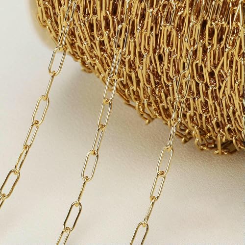 2 Meter/Los Edelstahl-Langrahmenketten DIY Halskette Armband Zubehör Kette Flache runde Gliederkette zur Schmuckherstellung-Bogengold 2,5 x 6,5 mm 2 Meter/Los Edelstahl-Langrahmenketten DIY Halskette Armband Zubehör Kette Flache runde Gliederkette zur Schmuckherstellung-Bogengold 2,5 x 6,5 mm von QOVBD
