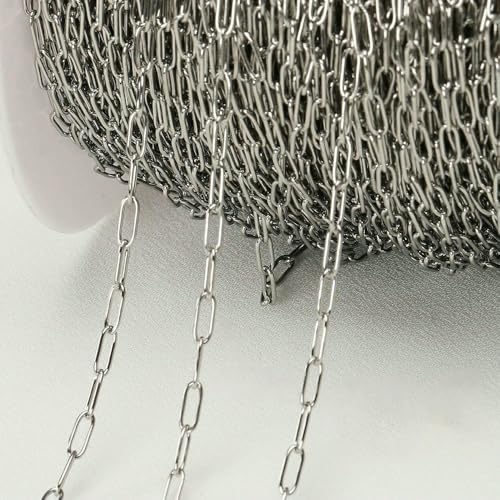 2 Meter/Los Edelstahl-Langrahmenketten DIY Halskette Armband Zubehör Kette Flache runde Gliederkette zur Schmuckherstellung-Bogenstahl 2,5 x 6,5 mm 2 Meter/Los Edelstahl-Langrahmenketten DIY Halskette Armband Zubehör Kette Flache runde Gliederkette zur Schmuckherstellung-Bogenstahl 2,5 x 6,5 mm von QOVBD