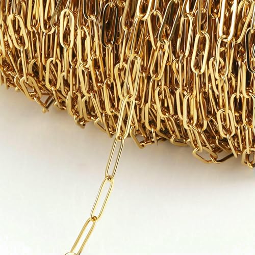 2 Meter/Los Edelstahl-Langrahmenketten DIY Halskette Armband Zubehör Kette Flache runde Gliederkette zur Schmuckherstellung-Flachgold 4,6 x 14,5 2 Meter/Los Edelstahl-Langrahmenketten DIY Halskette Armband Zubehör Kette Flache runde Gliederkette zur Schmuckherstellung-Flachgold 4,6 x 14,5 von QOVBD
