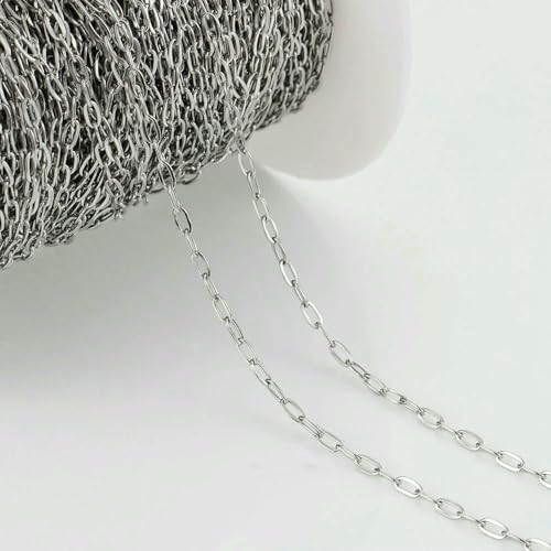2 Meter/Los Edelstahl-Langrahmenketten DIY Halskette Armband Zubehör Kette Flache runde Gliederkette zur Schmuckherstellung-Flachstahl 2x5mm 2 Meter/Los Edelstahl-Langrahmenketten DIY Halskette Armband Zubehör Kette Flache runde Gliederkette zur Schmuckherstellung-Flachstahl 2x5mm von QOVBD