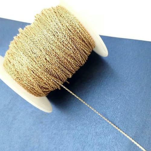 2 Meter 0,8–1 mm Ketten für Halsketten, Armbänder, DIY-Goldketten, O-förmige Ketten, Ohrringe, Komponenten, Großhandel, KC Gold, Breite 1 mm von QOVBD