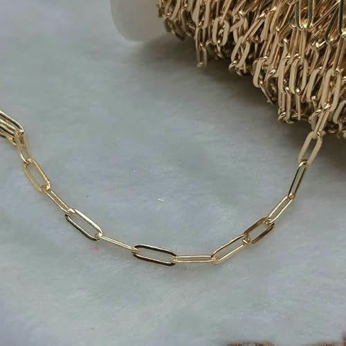 2 Meter Edelstahl-Halskettenkette für die Herstellung von DIY-Schmuck, Kabelglieder, Massenketten, handgefertigtes Halsketten-Armband-Zubehör, KC Gold, 3 x 2 Meter Edelstahl-Halskettenkette für die Herstellung von DIY-Schmuck, Kabelglieder, Massenketten, handgefertigtes Halsketten-Armband-Zubehör, KC Gold, 3 x von QOVBD