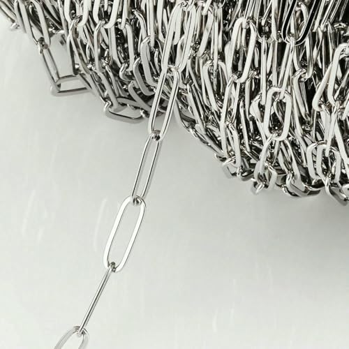 2 Meter Edelstahl-Schmuckzubehörketten, kein Verblassen, goldfarbene Kette, Halskette, Armbandkomponenten, Zubehör für Schmuck, A-Stahl, 4,6 x 14,5 mm 2 Meter Edelstahl-Schmuckzubehörketten, kein Verblassen, goldfarbene Kette, Halskette, Armbandkomponenten, Zubehör für Schmuck, A-Stahl, 4,6 x 14,5 mm von QOVBD